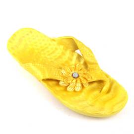 Papuci de dama, flip -flop , cu decor floare LB-A46-YELLOW, Culoare (12): Galben, Marime (12): 38 - - Roveli