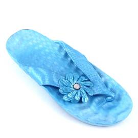 ​Papuci de dama, flip -flop , cu decor floare LB-A46-BLUE, Culoare (12): Bleu, Marime (12): 40 - - Roveli