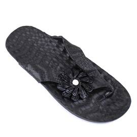 ​Papuci de dama, flip -flop , cu decor floare LB-A46-BLACK, Culoare (12): Negru, Marime (12): 39 - - Roveli