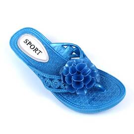 ​Papuci de dama, flip -flop , cu decor floare LB-A52-BLUE, Culoare (12): Bleu, Marime (12): 39 - - Roveli