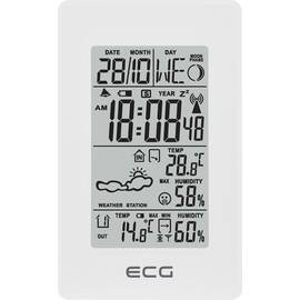 Statie meteo interior-exterior ECG MS 100 White, senzor extern fara fir, LCD, ceas, alarma - - Roveli