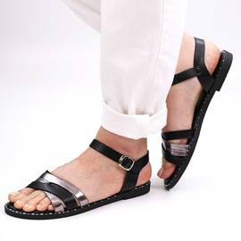 ​Sandale casual de dama , cu bretele incrucisate HY22519-BLACK, Culoare (12): Negru, Bronz, Marime (12): 36** - - Roveli