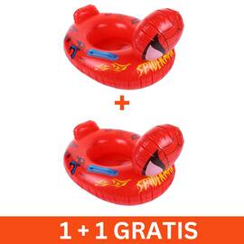 Colac gonflabil tip barcuta cu supereroi, vinil, rosu, 1+1 gratis - - Roveli