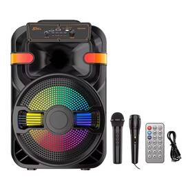 Boxa portabila karaoke ZQS10102, 2 microfoane, 90W PMPO, LED RGB - - Roveli