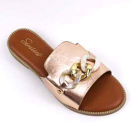 ​Papuci de dama , usori si comozi , cu detaliu auriu  KK-758-CHAMPAGNE, Culoare (12): Auriu, Champagne, Marime (12): 38** - - Roveli