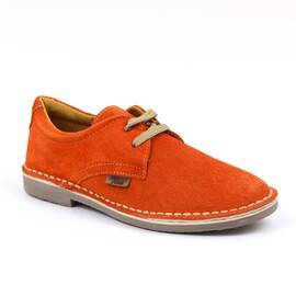 Pantofi unisex , pentru copii , din piele naturala , intoarsa  853-PORTOCALIU, Culoare (12): Portocaliu, Marime (12): 33 - - Roveli