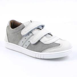 Pantofi casual ,unisex , pentru copii , din piele naturala 3229-ALB/GRI, Culoare (12): Gri, Marime (12): 32 - - Roveli