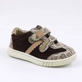 Pantofi sport , pentru copii , din piele naturala , cu talapa cusuta 1839-MARO/BEJ, Culoare (12): Bej, Maro, Marime (12): 25 - - Roveli
