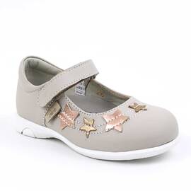 Pantofi usori , de copii , decorati cu stelute , cu talpa din cauciuc   3222-CREM/CREM, Culoare (12): Crem, Bronz, Marime (12): 25 - - Roveli