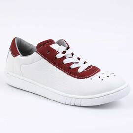 ​Pantofi casual ,unisex , pentru copii , din piele naturala 3266-ALB/ROSU, Culoare (12): Alb, Rosu, Marime (12): 34 - - Roveli