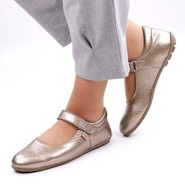 Pantofi usori si comozi , de dama , din piele naturala 3199-BEJ/AURIU, Culoare (12): Auriu, Bej, Marime (12): 36** - - Roveli