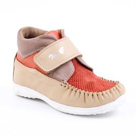 Ghete usoare pentru copii , din piele naturala  2907-BEJ/PORTOCALIU, Culoare (12): Bej, Portocaliu, Marime (12): 26 - - Roveli