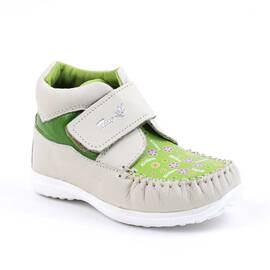 Ghete usoare pentru copii , din piele naturala  2907-BEJ/VERDE, Culoare (12): Alb, Verde, Marime (12): 28 - - Roveli