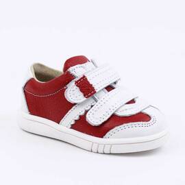 Pantofi sport , pentru copii , din piele naturala , PRIMII PASI  1839-ALB/ROSU, Culoare (12): Alb, Rosu, Marime (12): 21 - - Roveli