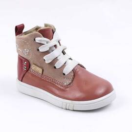 Ghete inalte pentru copii , PRIMII PASI ,  din piele naturala 3144-ROZ, Culoare (12): Alb, Roz, Marime (12): 22 - - Roveli