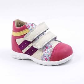 Ghete sport pentru copii , din piele naturala 3237-FUCSIA/ALB, Culoare (12): Alb, Galben, Fucsia, Marime (12): 22 - - Roveli