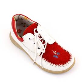 Pantofi usori pentru copii , din piele naturala  3149-ALB/ROSU, Culoare (12): Alb, Rosu, Marime (12): 25 - - Roveli