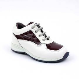 Pantofi sport pentru copii , din piele naturala 1594-ALB/BORDO, Culoare (12): Alb, Bordo, Marime (12): 25 - - Roveli