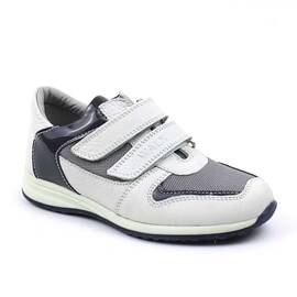 Pantofi sport pentru copii din piele naturala , gama OUTLET 1551-ALB/GRI, Culoare (12): Alb, Gri, Marime (12): 30 - - Roveli
