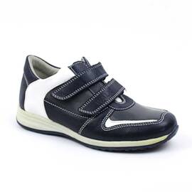 Pantofi sport pentru copii din piele naturala , gama OUTLET 1551-BLEUMARIN/GRI/ALB, Marime (12): 32 - - Roveli
