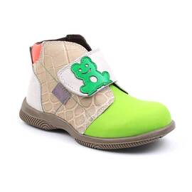 Ghete usoare , pentru copii , din piele naturala , captusite  3269-VERDE/BEJ, Culoare (12): Bej, Verde neon, Marime (12): 25 - - Roveli