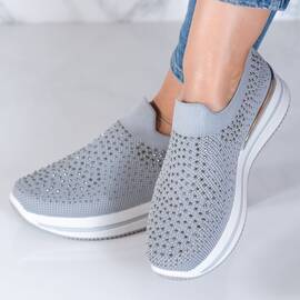 Adidasi dama din material textil Gri Leola, Culoare (12): Gri, Marime (12): 37 - - Roveli