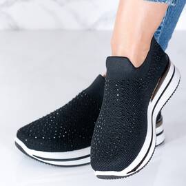 Adidasi dama din material textil Negri Leola, Culoare (12): Negru, Marime (12): 41 - - Roveli