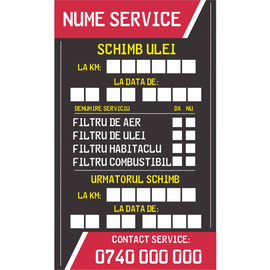 Set 200 etichete autoadezive Personalizate, model "Schimb Ulei Motor", dimensiune 10cm x 6cm - - Roveli