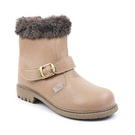 Ghete captusite pentru copii , din piele naturala , cu blanita decorativa 2752-BEJ2, Culoare (12): Bej, Maro, Marime (12): 31 - - Roveli