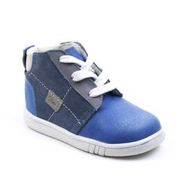 Ghete usoare de copii, captusite, din piele naturala PRIMII PASI 1391-BLEU/ALB, Culoare (12): Alb, Bleu, Marime (12): 23 - - Roveli
