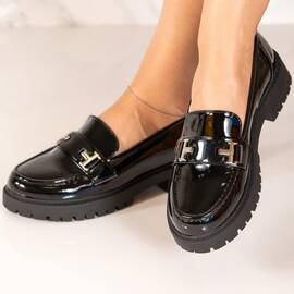 Pantofi dama casual din piele ecologica lacuita Negri Janelle, Culoare (12): Negru, Marime (12): 40 - - Roveli