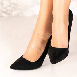 Pantofi dama stiletto din piele ecologica intoarsa Negri Riyon, Culoare (12): Negru, Marime (12): 37 - - Roveli