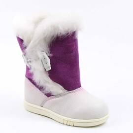 Cizme imblanite pentru copii , din piele naturala  3142-MOV/ALB, Culoare (12): Alb, Mov, Marime (12): 24 - - Roveli