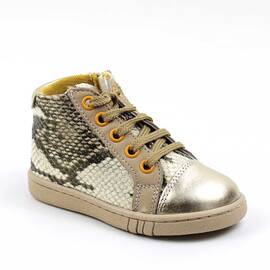 Ghete sport pentru copii , captusite , din piele naturala 3197-BEJ/CROCO, Culoare (12): Auriu, Bej, Animal print, Marime (12): 24 - - Roveli