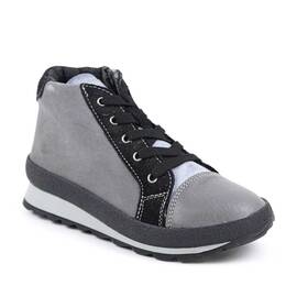 Ghete sport pentru copii , captusite , din piele naturala 3197-GRI/NEGRU, Culoare (12): Negru, Gri inchis, Marime (12): 31 - - Roveli