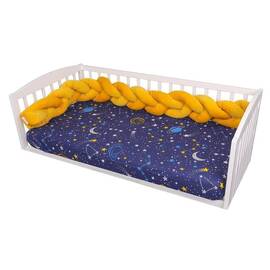 Protectie impletita pentru patut, Bumper din Velvet, 180 cm, Amber - - Roveli