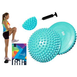Set doua emisfere senzoriale pentru exercitii de echilibru, pompa inclusa, 16 cm, FitLi,Turcoaz - - Roveli
