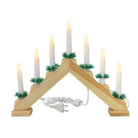 Lumanari decorative de Craciun, stand de lemn, 7 becuri tip LED : Culoare - maro, Culoare (tm): maro - - Roveli