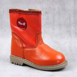 Cizme captusite pentru copii , din piele naturala  3241-ROSU/P, Culoare (12): Corai, Marime (12): 24 - - Roveli