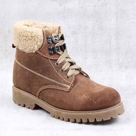 ​Bocanci imblaniti de dama , tip insulated , din piele naturala 3129-MARO/BOX, Culoare (12): Bej, Maro, Marime (12): 36 - - Roveli