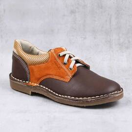 Pantofi unisex , pentru copii , din piele naturala 3008-MARO/BEJ, Culoare (12): Bej, Maro, Marime (12): 33 - - Roveli