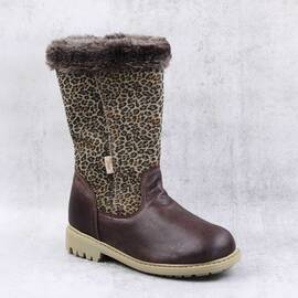 Cizme imblanite , pentru copii , din piele naturala, cu bordura de blana  3224-MARO2, Marime (12): 30 - - Roveli