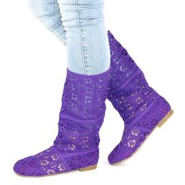 Cizme de vara, comode si lejere, crosetate C-01-PURPLE, Culoare (12): Mov, Marime (12): 40* - - Roveli