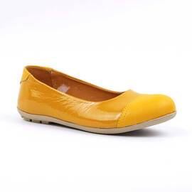 Balerini usori , din piele naturala lacuita , pentru copii 3221-MUSTAR, Culoare (12): Galben, Marime (12): 34 - - Roveli