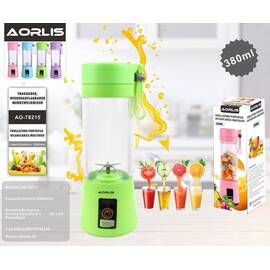 Mini blender electric portabil cu incarcare usb 380ml : Culoare - roz, Culoare (tm): verde - - Roveli
