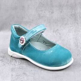 Pantofi usori , de copii , din piele naturala  PRIMII PASI  3258-TURCOAZ, Culoare (12): Bleu, Marime (12): 20 - - Roveli