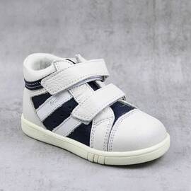 Ghete sport pentru copii , captusite , din piele naturala 3237-ALB/BLEU, Culoare (12): Alb, Bleumarin, Marime (12): 20 - - Roveli