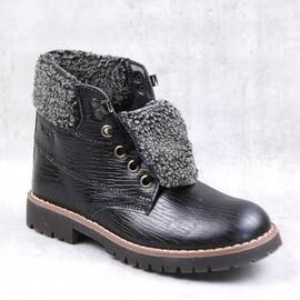 Bocanci imblaniti , unisex , din piele naturala , cu bordura de blana 2348-NEGRU101, Culoare (12): Negru, Marime (12): 36 - - Roveli