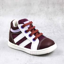 Ghete sport pentru copii , PRIMII PASI , din piele naturala 3234-BORDO/ALB, Culoare (12): Alb, Bordo, Marime (12): 22 - - Roveli