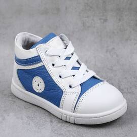 Ghete sport pentru copii , PRIMII PASI , din piele naturala 3233-ALB/BLEU, Culoare (12): Alb, Bleu, Marime (12): 22 - - Roveli
